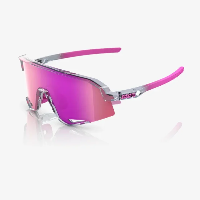 100% Slendale Polished Translucent Grey Sunglasses – Purple Multilayer Mirror lens