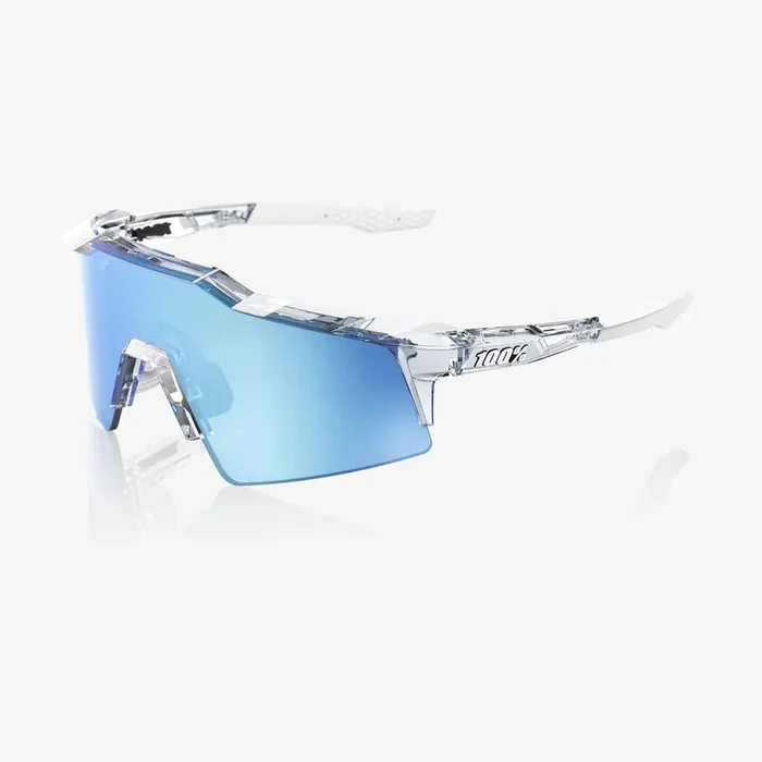 100% Speedcraft SL Polished Translucent Clear Sunglasses – HiPER Blue Multilayer Mirror lens