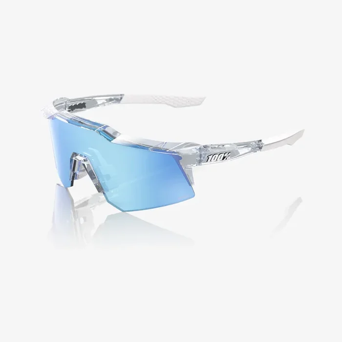 100% Speedcraft XS Polished Translucent Clear Sunglasses – HiPER Blue Multilayer Mirror lens