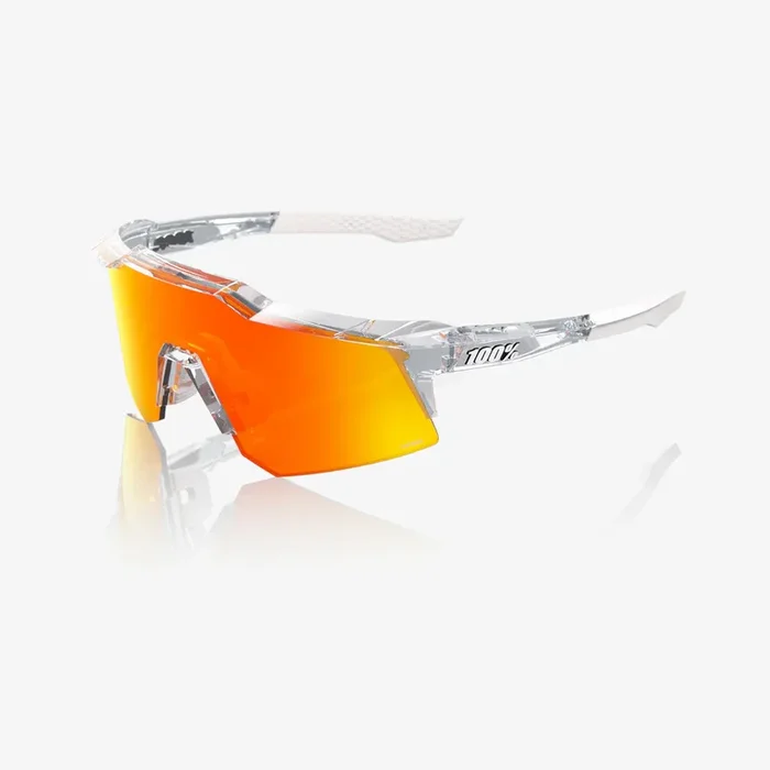 100% Speedcraft XS Polished Translucent Clear Sunglasses – HiPER Red Multilayer Mirror lens