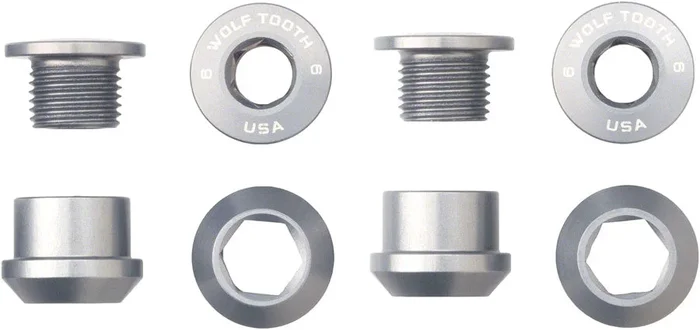 1x Chainring Bolt Set – 6mm Dual Hex Fittings Set/4 Raw Silver