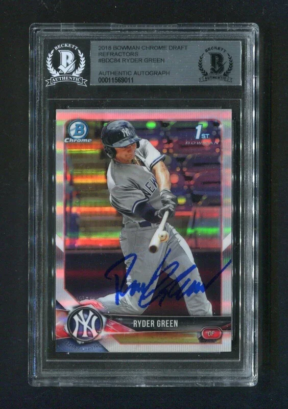 2018 Bowman Chrome Draft Refractors Ryder Green #BDC84 BGS Signed Rookie Baseball Card