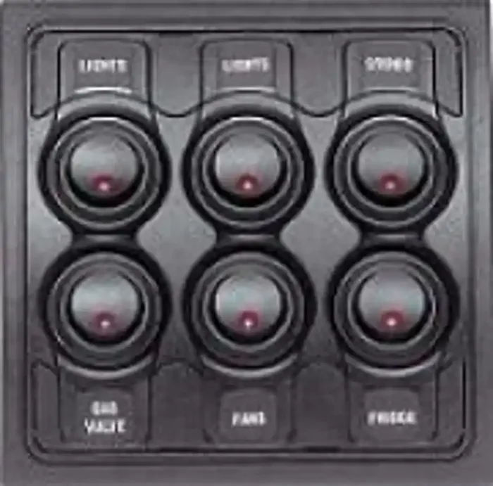 6 Way RV Switch & Fuse Panel – Labeled