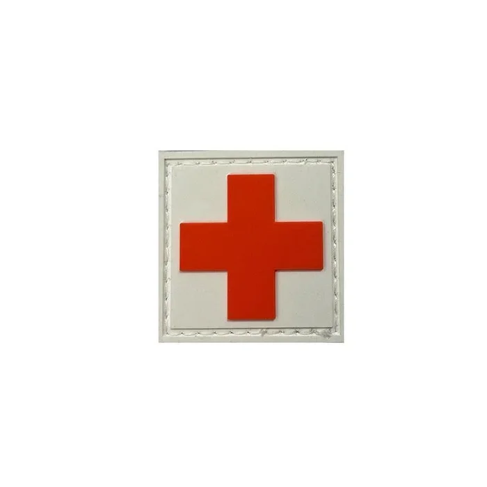 911 Supply Red Cross PVC Patch – White