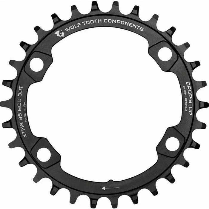 96 Asymmetric BCD Chainring, 4-Bolt, Drop-Stop, For Shimano XT M8000 and SLX M7000 Cranks