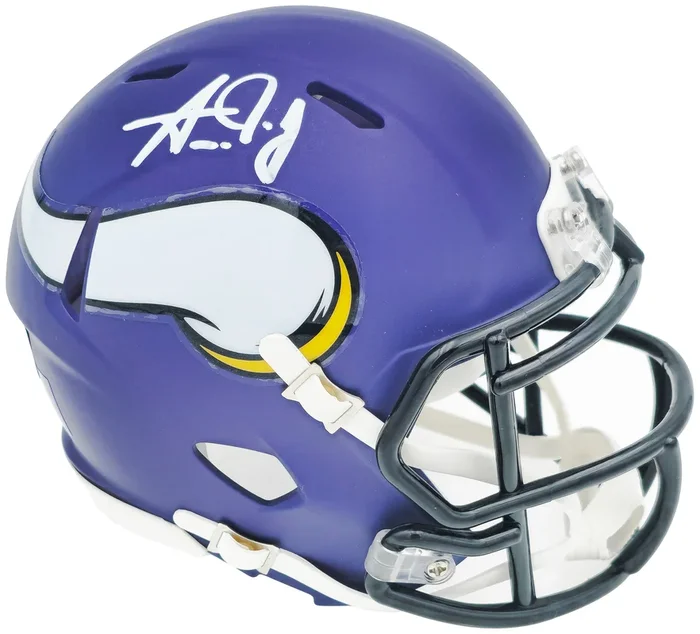 Aaron Jones Autographed Minnesota Vikings Purple Speed Mini Helmet Beckett BAS Witness Stock #228815