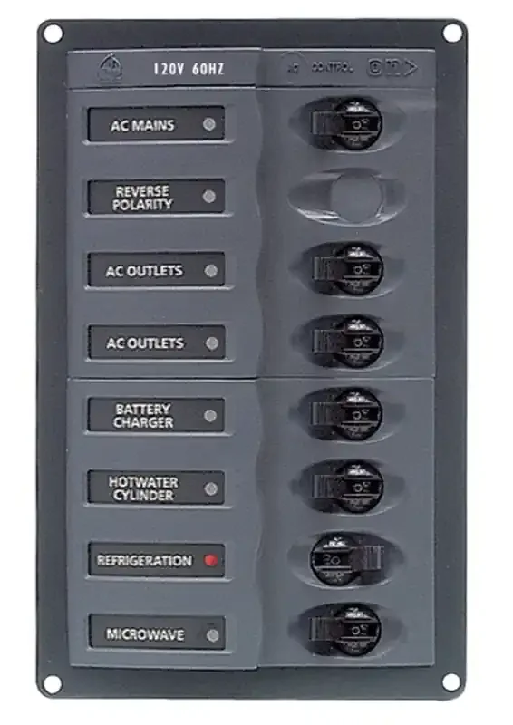 AC Circuit Breaker Panel without Meters – RV 6Way AC Panel with Double Pole Mains