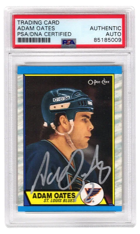 Adam Oates Signed St Louis Blues 1989 O-Pee-Chee Hockey Trading Card #185 – (PSA Encapsulated)