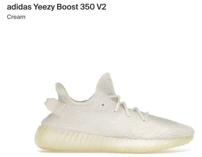adidas Yeezy Boost 350 V2 Cream – 12m – Custom Order – Invoice 1 of 2