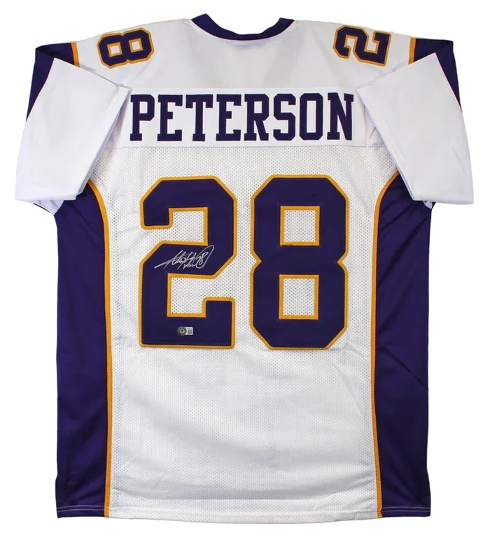 Adrian Peterson Authentic Signed White Pro Style Jersey BAS Witnessed 2