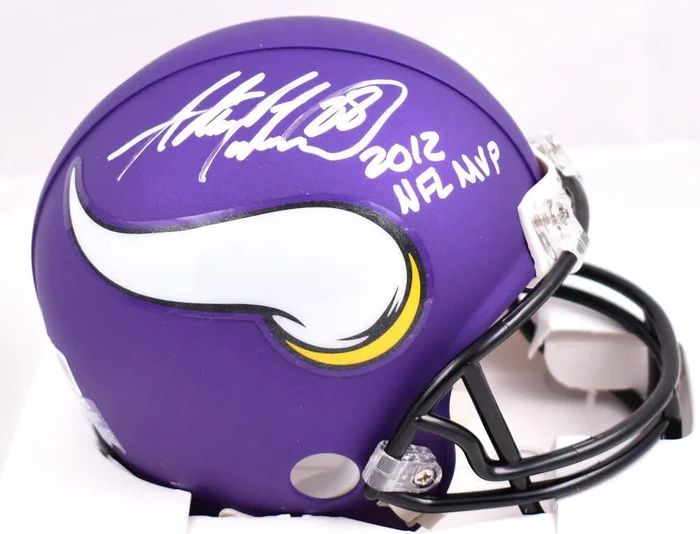 Adrian Peterson Autographed Minnesota Vikings Mini Helmet w/MVP – Beckett W Holo