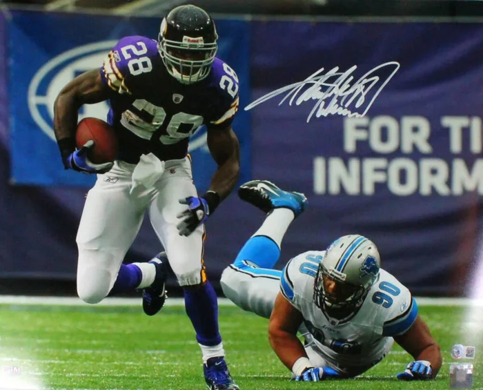 Adrian Peterson Signed Vikings 16×20 v. Lions HM Photo-Beckett W Hologram *White