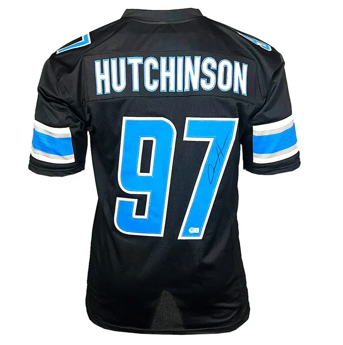 Aidan Hutchinson Signed Detroit Black Football Jersey (Beckett)