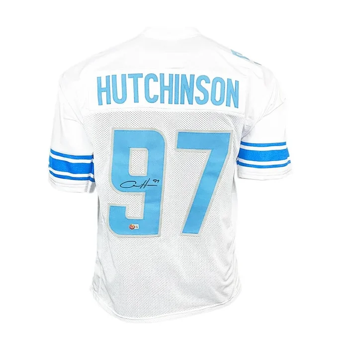 Aidan Hutchinson Signed Detroit White Football Jersey (Beckett)