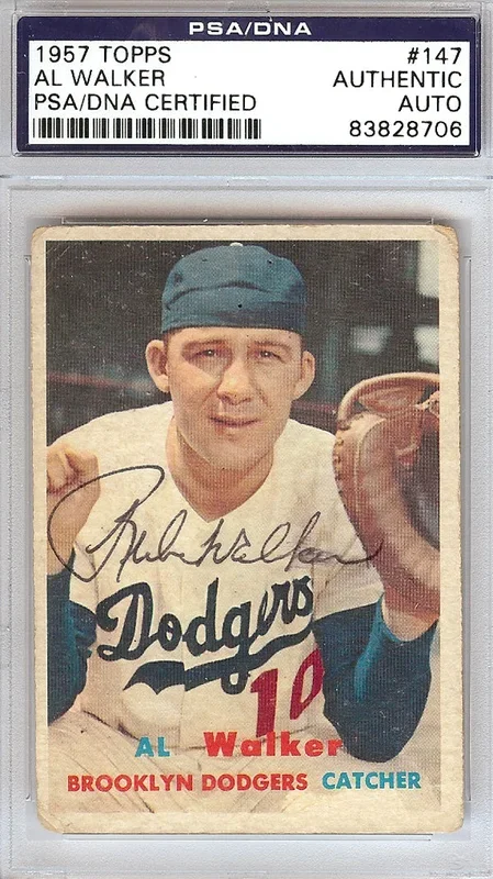 Al “Rube” Walker Autographed 1957 Topps Card #147 Dodgers PSA/DNA #83828706