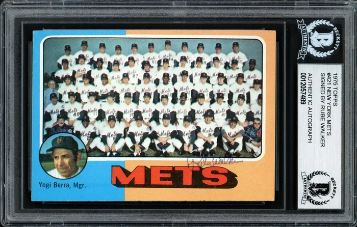 Al “Rube” Walker Autographed 1975 Topps Card #421 New York Mets Beckett BAS #12057489
