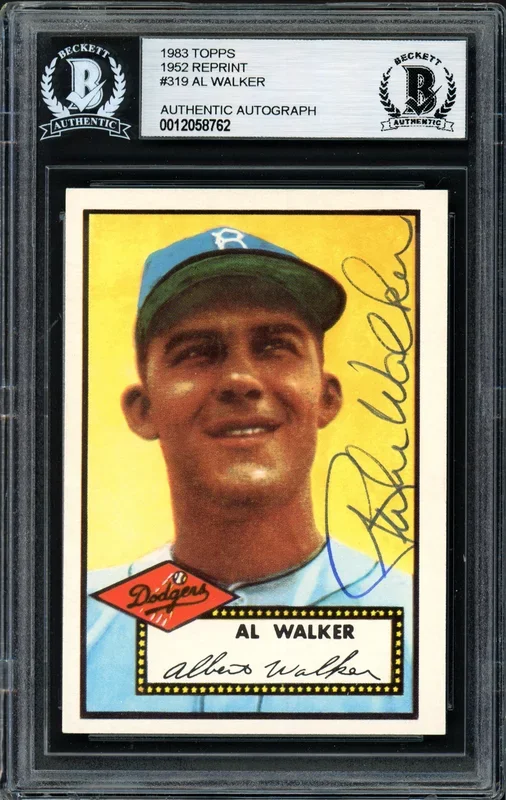 Al “Rube” Walker Autographed 1983 1952 Topps Reprint Card #319 Brooklyn Dodgers Beckett BAS #12058762
