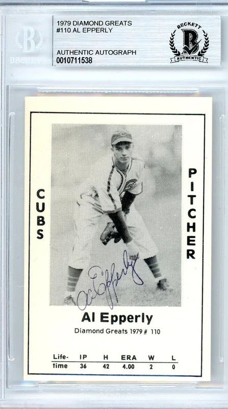 Al Epperly Autographed 1979 Diamond Greats Card #110 Chicago Cubs Beckett BAS #10711538