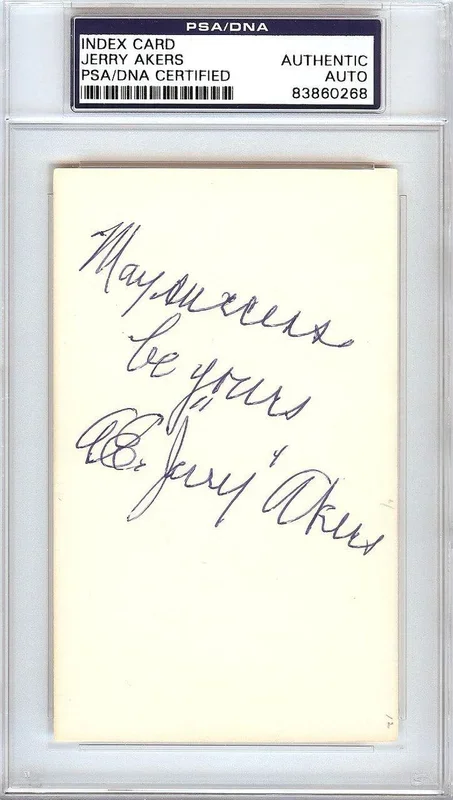 Albert Earl “Jerry” Akers Autographed 3×5 Index Card Washington Senators PSA/DNA #83860268