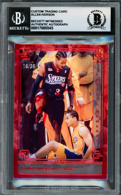 Allen Iverson Autographed Timeless Moments Card #TML-AI Card Philadelphia 76ers #/25 Beckett BAS Witness Stock #235064