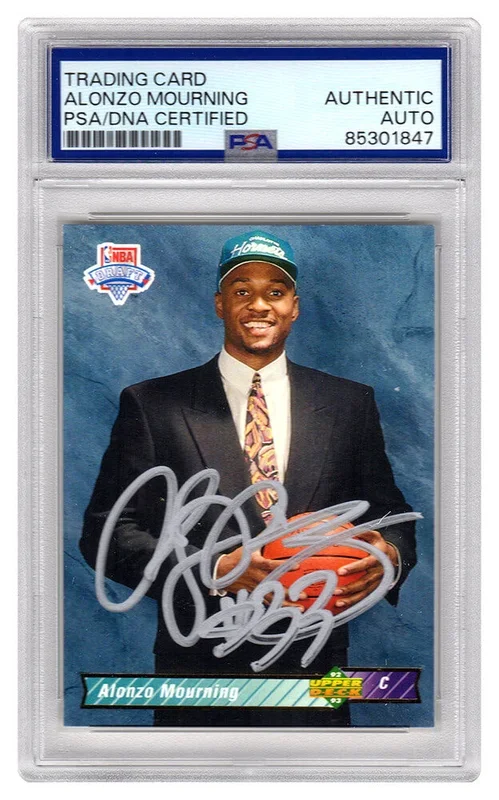 Alonzo Mourning Signed 1992-93 Upper Deck Rookie Basketball Card #2 – (PSA Encapsulated)