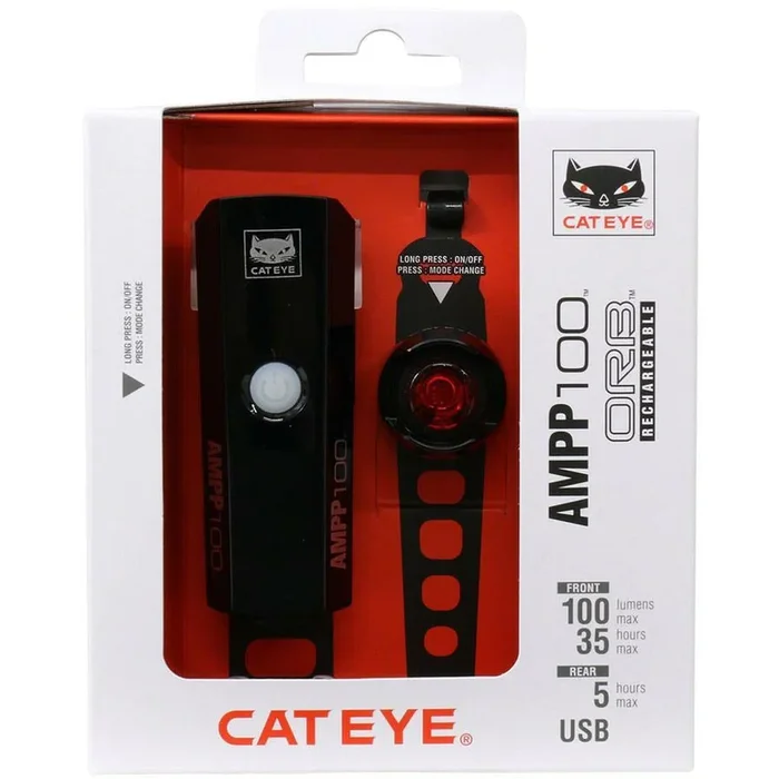 AMPP100 ORB Headlight/Taillight Set – Rechargeable Black