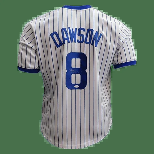 Andre Dawson Autographed Pinstripe Throwback Baseball Jersey (JSA)