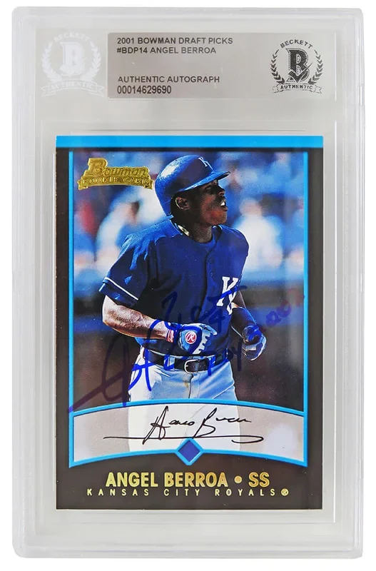 Angel Berroa Signed Kansas City Royals 2001 Bowman Baseball Rookie Card #BDP14 w/ROY 2003 – (Beckett Encapsulated)