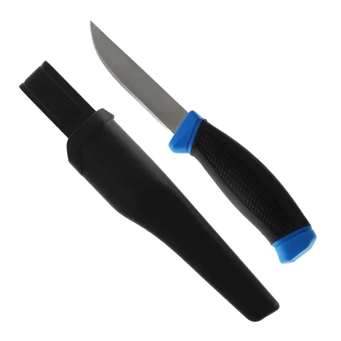 Anglers Mate Blue Bait Knife with Black Sheath 9cm