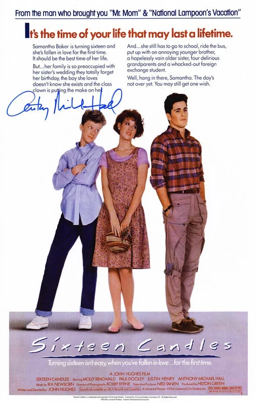 Anthony Michael Hall Signed Sixteen Candles 11×17 Movie Poster