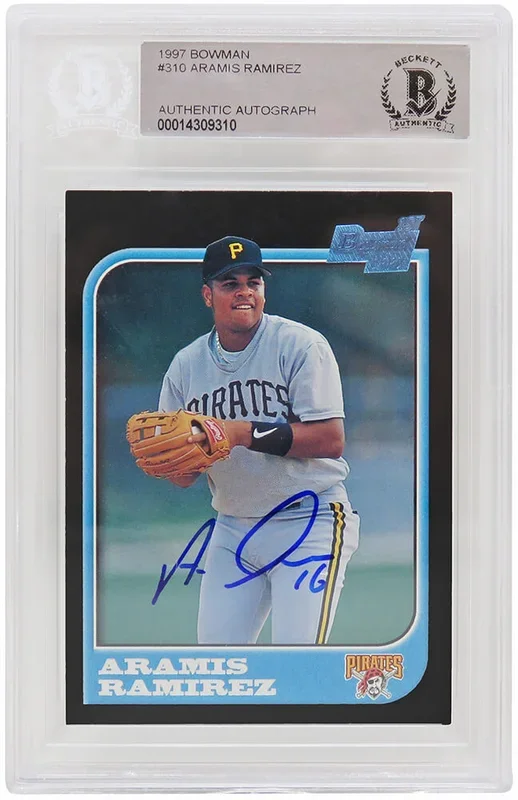 Aramis Ramirez Signed Pittsburgh Pirates 1997 Bowman Rookie Baseball Card #310 – (Beckett Encapsulated)
