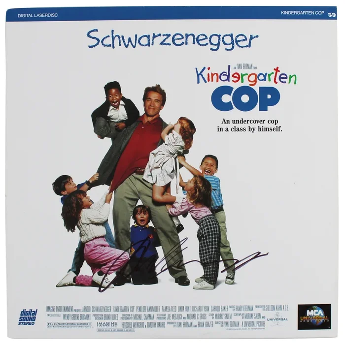 Arnold Schwarzenegger Authentic Signed Kindergarten Cop Laserdisc Cover BAS