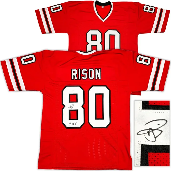 Atlanta Falcons Andre Rison Autographed Red Jersey “84 TD” JSA Stock #233379