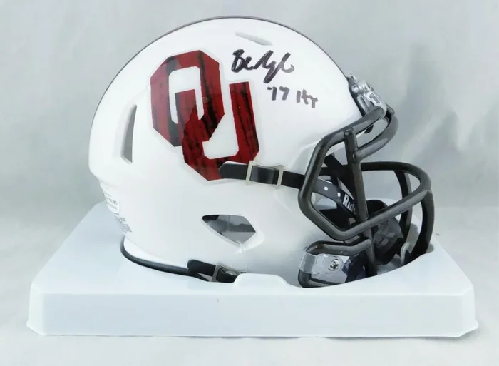 Baker Mayfield Signed Sooners ‘Bring the Wood’ Mini Helmet- Beckett W Auth *Black