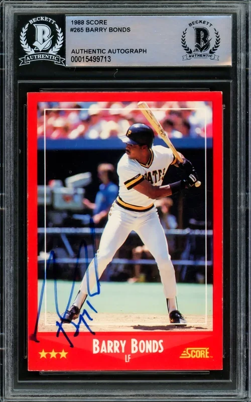 Barry Bonds Autographed 1988 Score Card #265 Pittsburgh Pirates Vintage Signature Beckett BAS #15499713