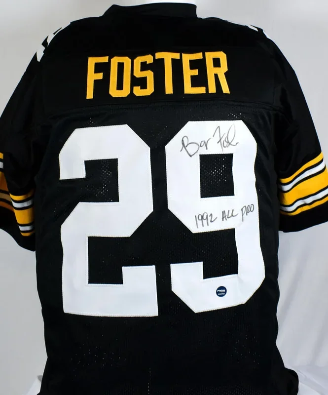 Barry Foster Autographed Black Pro Style Jersey w/ 92 All Pro – Prova *Black