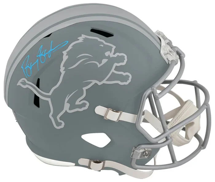Barry Sanders Signed Detroit Lions SLATE Riddell Full Size Speed Replica Helmet