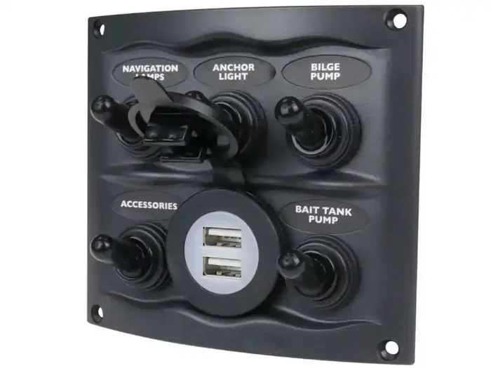 BEP Marine 5-Way Waterproof Switch Panel with Dual USB