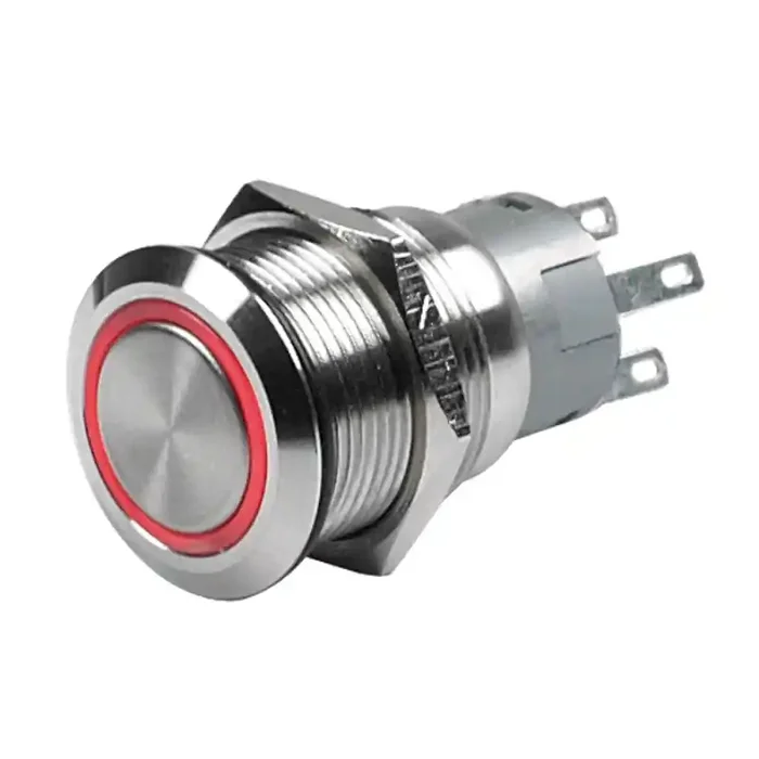 BEP On/Off Push Button Switch with Red LED Ring 24v