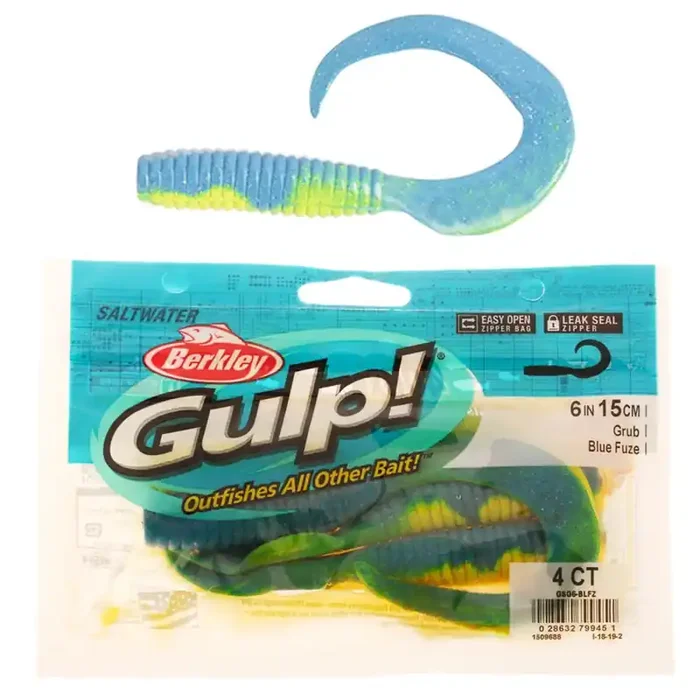 Berkley Gulp Grub Soft Bait 6in/15cm Blue Fuze