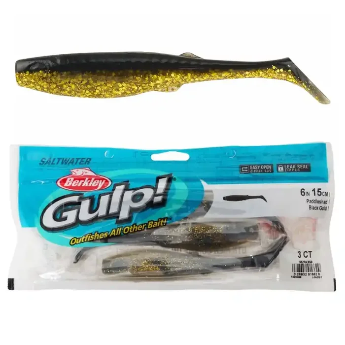 Berkley Gulp Paddleshad Soft Bait 15cm Qty 3 Black Gold