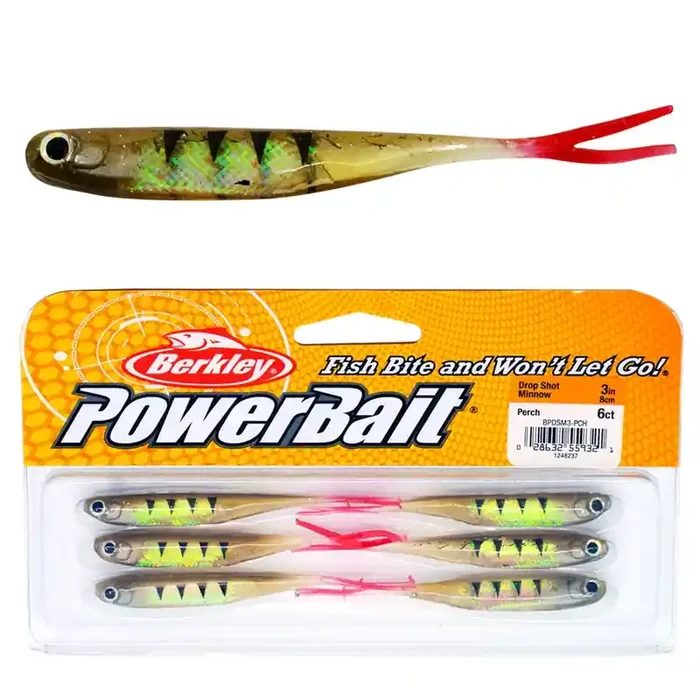 Berkley PowerBait Drop Shot Minnow Soft Bait 8cm Qty 6 Perch