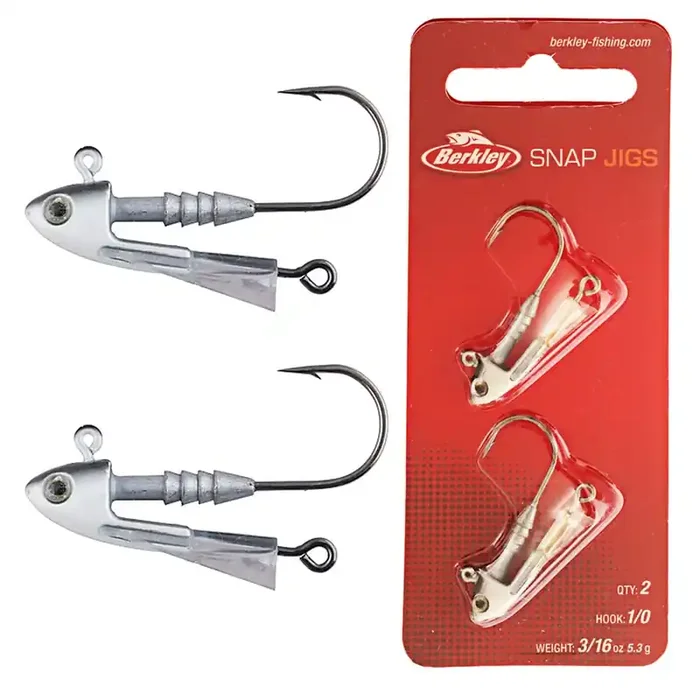 Berkley Snap Jig Heads 1/0 3/16oz Qty 2 Black Shad