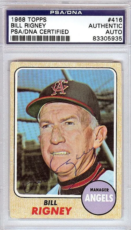 Bill Rigney Autographed 1968 Topps Card #416 California Angels PSA/DNA #83305935
