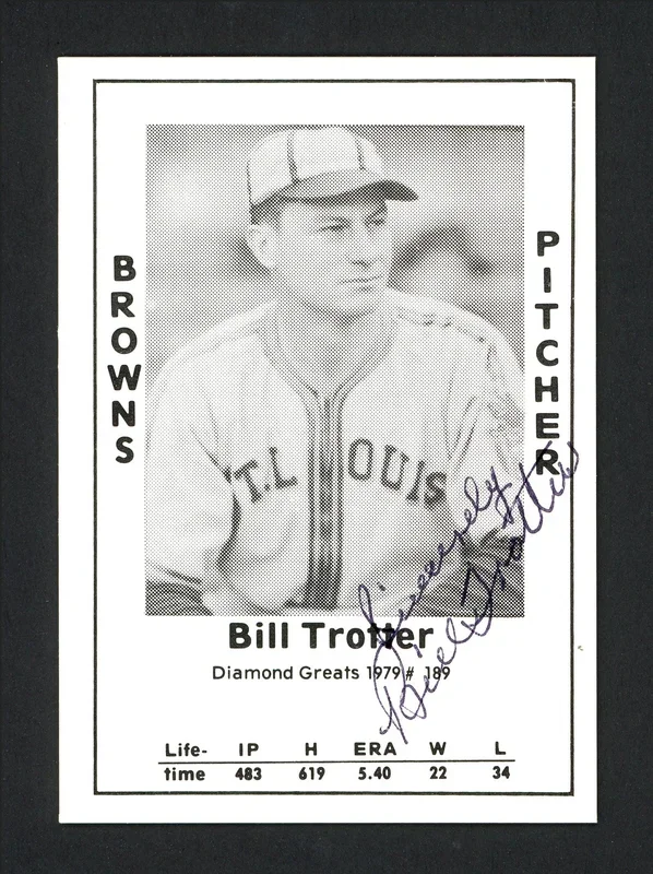 Bill Trotter Autographed 1979 Diamond Greats Card #189 St. Louis Browns SKU #165628