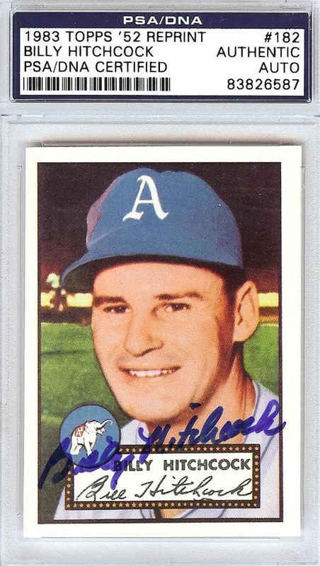 Billy Hitchcock Autographed 1952 Topps Reprint Card #182 Philadelphia A’s PSA/DNA #83826587