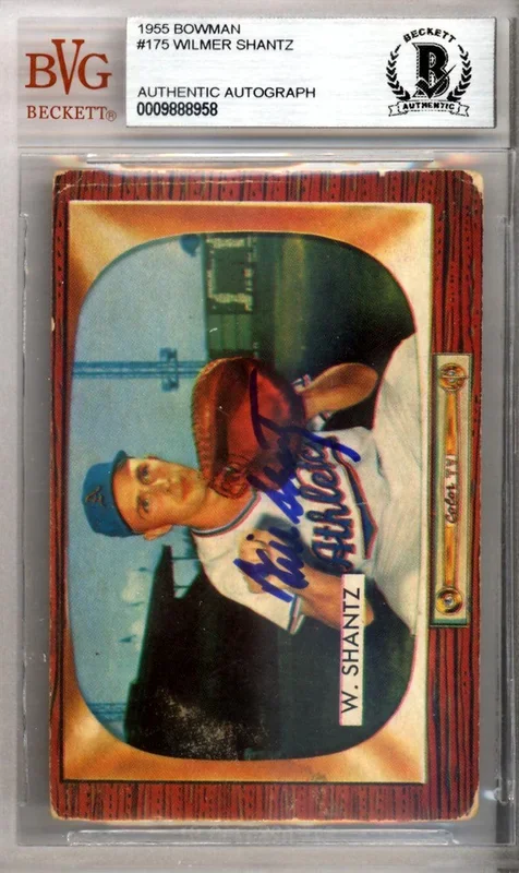 Billy Shantz Autographed 1955 Bowman Card #175 Kansas City A’s Beckett BAS #9888958