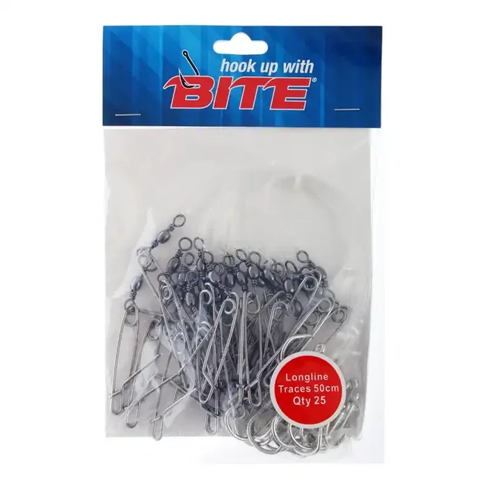 Bite Longline Traces Standard 50cm Qty 25