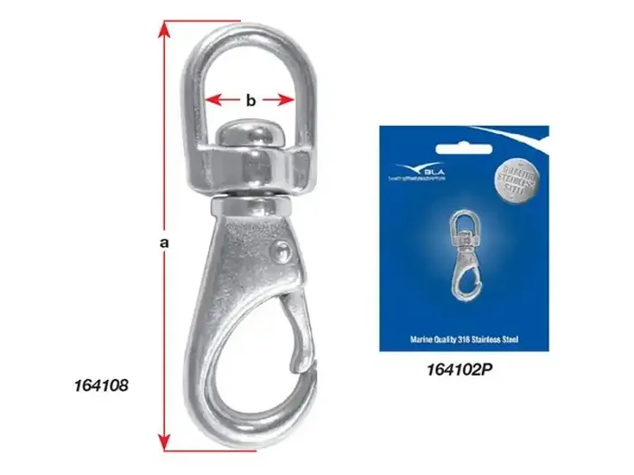 BLA Stainless Steel Swivel Eye Tiger Snap Hook – Unpackaged