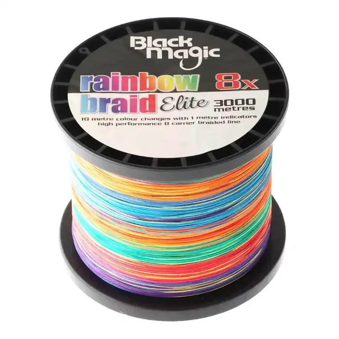 Black Magic Rainbow Elite 8X Multi-Colour Braid Bulk Spool 3000m